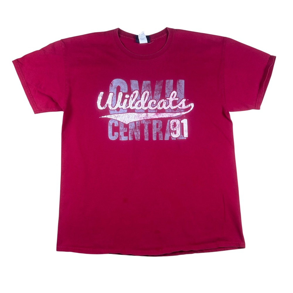 MV Sport CWU Wildcats Central 91 Graphic T-Shirt Red Mens Large Short Sleeve